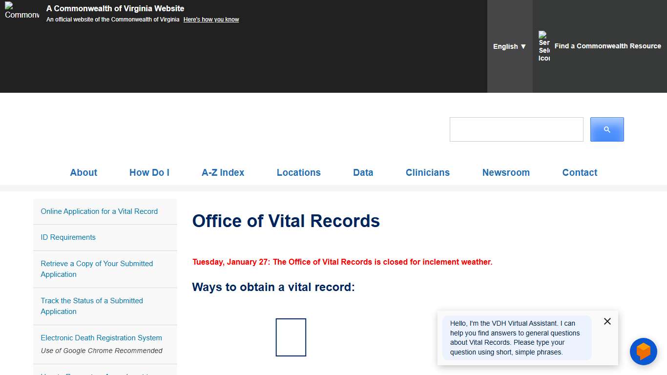 Office of Vital Records - Vital Records